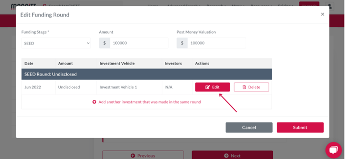 Funding Round - Edit Funding - Canva